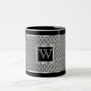Monogram  Black and Silver Metal Mesh Two-Tone Coffee Mug
