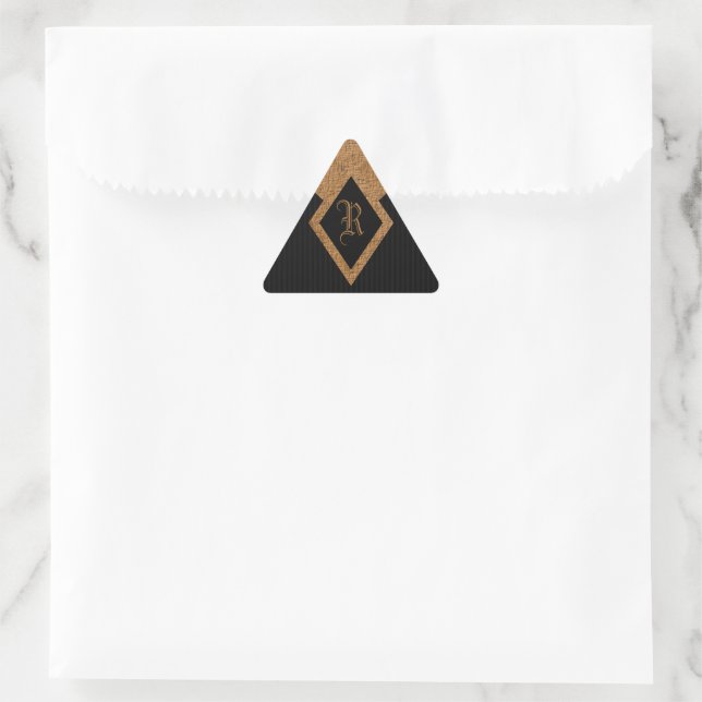 Monogram Black and Tan Elegant Triangle Stickers (Bag)