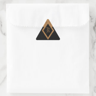 Monogram Black and Tan Elegant Triangle Stickers