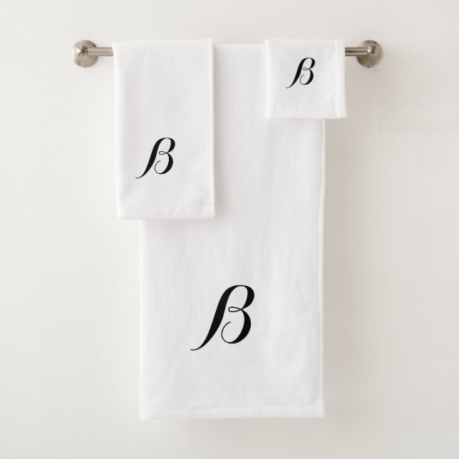 Monogram Black and White Bath Towel Set (Insitu)