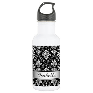Monogram Black and White Damask 532 Ml Water Bottle