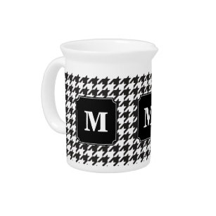 Monogram Black and White Hounds Tooth  Pitcher