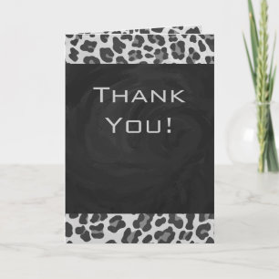 Monogram Black and White Leopard Print Card