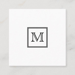 Monogram Black and White Minimal Square Business Card