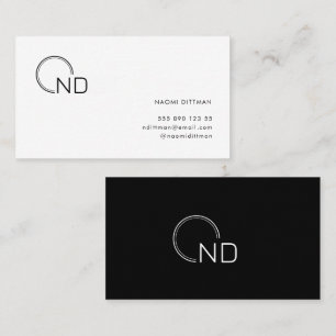 Monogram Black and White Minimalist Personal Business Card