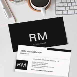 Monogram Black and White Modern Business Card