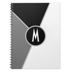 Monogram Black and white Monochromatic Colour bloc Notebook