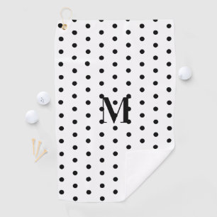 Monogram Black and White Polka Dot Golf Towel
