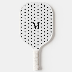 Monogram Black and White Polka Dot  Pickleball Paddle
