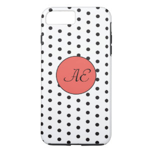 Monogram Black and White Polka Dots Pattern Case-Mate iPhone Case