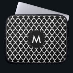 Monogram Black and White Quatrefoil Laptop Sleeve<br><div class="desc">Black and White Quatrefoil Laptop Sleeve ready for you to personalise. ⭐This Product is 100% Customisable. Graphics and/or text can be added, deleted, moved, resized, changed around, rotated, etc... ✔(just by clicking on the "EDIT DESIGN" area) ⭐99% of my designs in my store are done in layers. This makes it...</div>