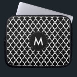 Monogram Black and White Quatrefoil Laptop Sleeve<br><div class="desc">Black and White Quatrefoil Laptop Sleeve ready for you to personalise. ⭐This Product is 100% Customisable. Graphics and/or text can be added, deleted, moved, resized, changed around, rotated, etc... ✔(just by clicking on the "EDIT DESIGN" area) ⭐99% of my designs in my store are done in layers. This makes it...</div>