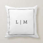 Monogram Black and White Simple Classic Minimalist Cushion<br><div class="desc">Simple square throw pillow featuring a modern yet elegant design with your two letter monogram surrounded by a thin border in classic black and white.  This chic and stylish throw pillow makes a great wedding gift for a minimalist couple.</div>