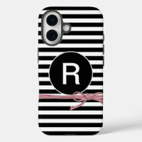Monogram Black and White Striped Tied with String