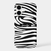 Monogram Black and White Striped Zebra Pattern