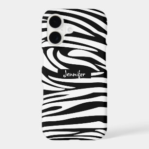 Monogram Black and White Striped Zebra Pattern