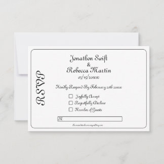 Monogram Black And White Wedding RSVP Card
