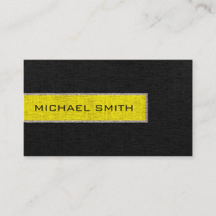 Monogram Black and Yellow Burlap Rustic Jute Business Card