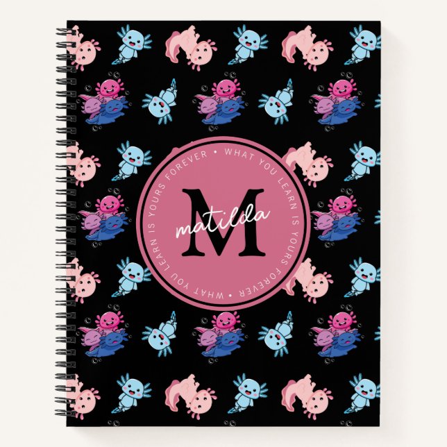 Monogram Black Axolotl Kid's  Notebook (Front)