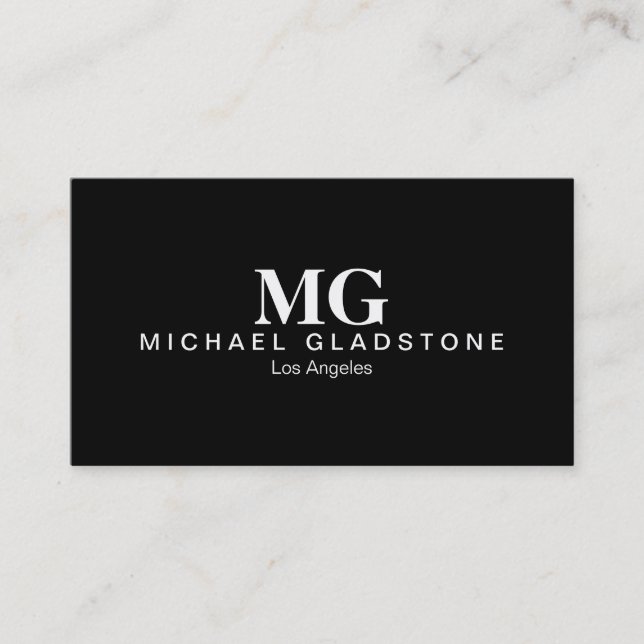 Monogram Black Background Business Card (Front)