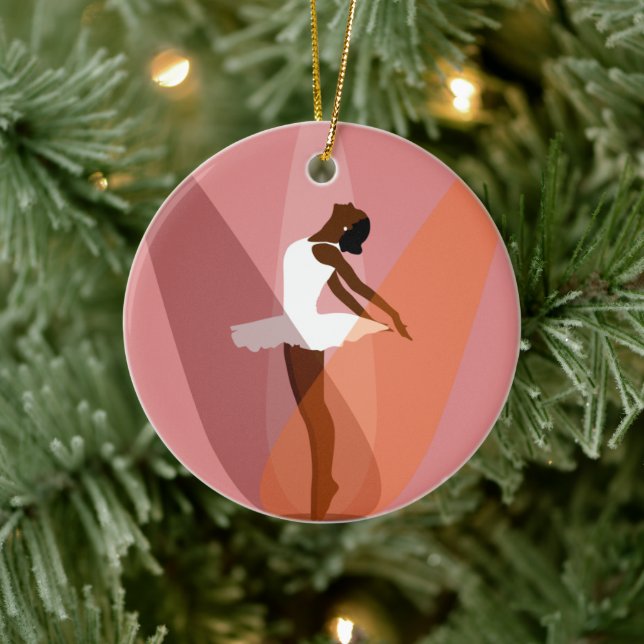 Monogram Black Ballerina African American dancer Ceramic Tree Decoration (Tree)