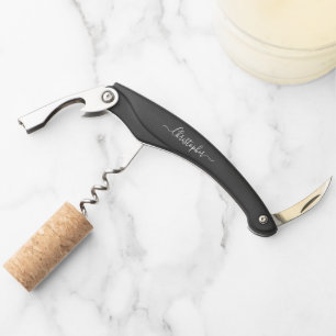 Monogram Black Beer Wine Corkscrew Bottle Opener