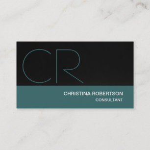 Monogram Black Blue Consultant Business Card