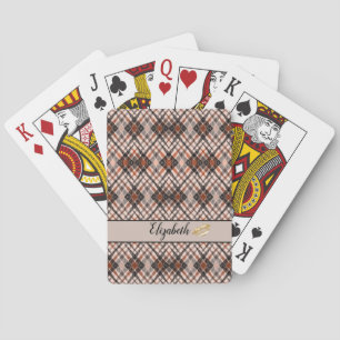 Monogram black brown art Deco Playing Cards