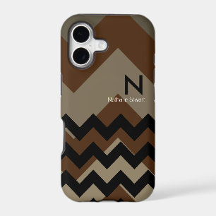 Monogram Black Brown Chevron