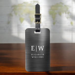 Monogram Black Brushed Metallic Elegant Luggage Tag<br><div class="desc">Elevate your travel experience with our Classic Elegant Modern Minimalist Monogram Luggage Tag. This meticulously designed accessory seamlessly combines timeless elegance with contemporary minimalism, ensuring your luggage stands out with sophistication. Crafted with precision and attention to detail, this luggage tag is more than just a practical item; it's a personalised...</div>