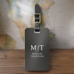 Monogram Black Brushed Metallic Elegant Luggage Tag<br><div class="desc">Elevate your travel experience with our Classic Elegant Modern Minimalist Monogram Luggage Tag. This meticulously designed accessory seamlessly combines timeless elegance with contemporary minimalism, ensuring your luggage stands out with sophistication. Crafted with precision and attention to detail, this luggage tag is more than just a practical item; it's a personalised...</div>