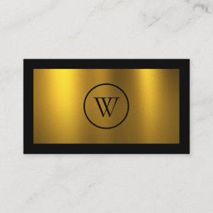 Monogram Black Chalkboard Gold Foil Simple Modern Business Card