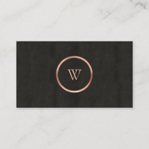 Monogram Black Chalkboard Rose Gold Simple Modern Business Card