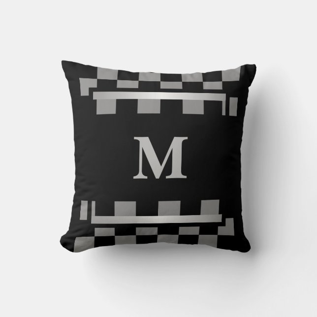 Monogram Black Checkered  Cushion (Front)
