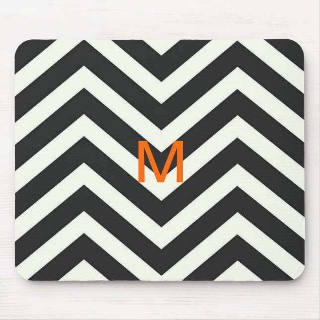 Monogram Black Chevron MousePad (Front)