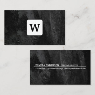 Monogram Black Concrete Texture Business Card