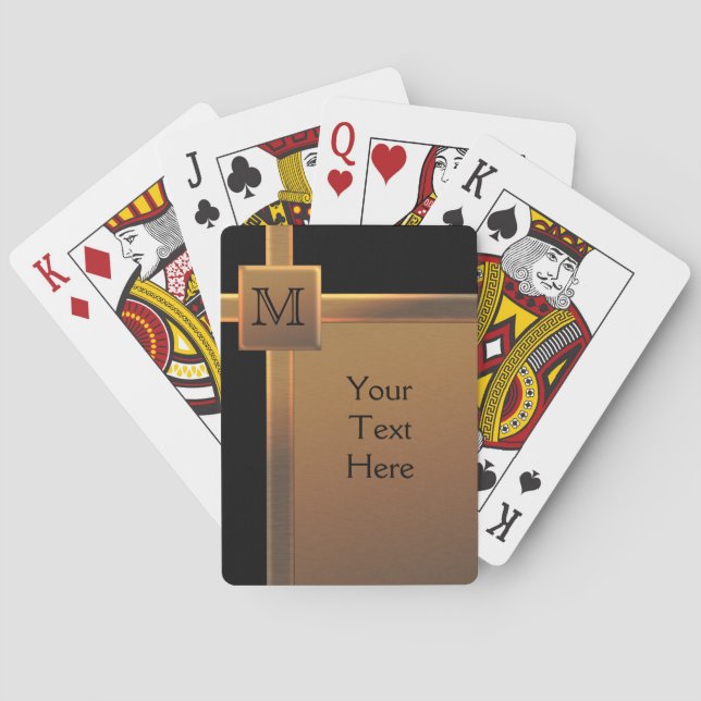 Monogram Black, Copper LOOK Playing Cards (Back)