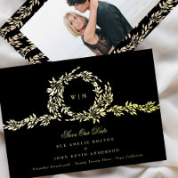 Monogram Black Crest Classic Wedding Photo Gold