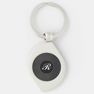 Monogram Black Crocodile Leather Print Key Ring