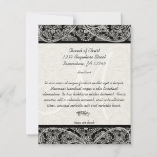 Monogram Black Damask Wedding Direction Card