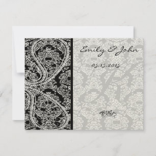 Monogram Black Damask Wedding Table Number Cards