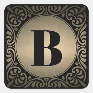 Monogram Black Decorative Square Sticker