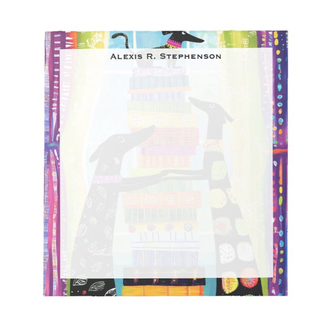 Monogram Black Dogs Balancing Book Tower Stack Notepad (Front)