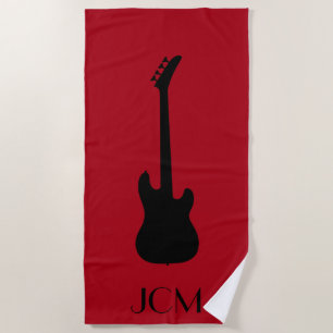 Monogram Black Electric Bass Guitar / Dark Red Beach Towel