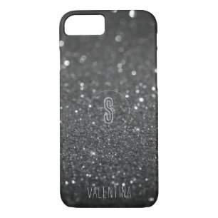 Monogram Black Glitter Sparkle Case-Mate iPhone Case