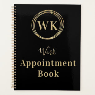 Monogram Black Gold Circles Work Appointment Book Planner