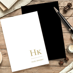 Monogram   Black Gold Classic Elegant Personalised Stationery