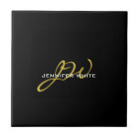 Monogram Black Gold Colour Plain Modern Own Name Tile<br><div class="desc">Looking for a functional and a great looking design? This simple,  minimalist and modern design is for you. How about this design that will draw attention to you?</div>