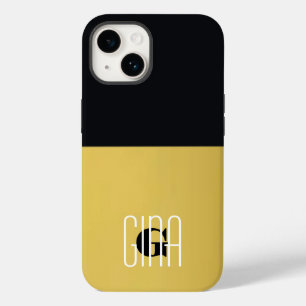 Monogram Black Gold & Girly Pretty Initial  Case-Mate iPhone 14 Case