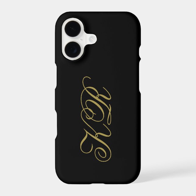 Monogram Black Gold Initials Script Minimalist Men (Back)